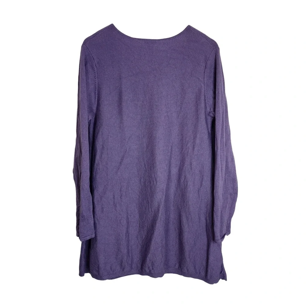 J. Jill Sweater Top Women's Medium V-Neck Oversized Silk Wool‎ Blend Purple